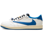 Tênis Nike Air Jordan 1 Retro Low OG SP x Fragment Design x Travis Scott "Sail Military Blue" - DM7866-104